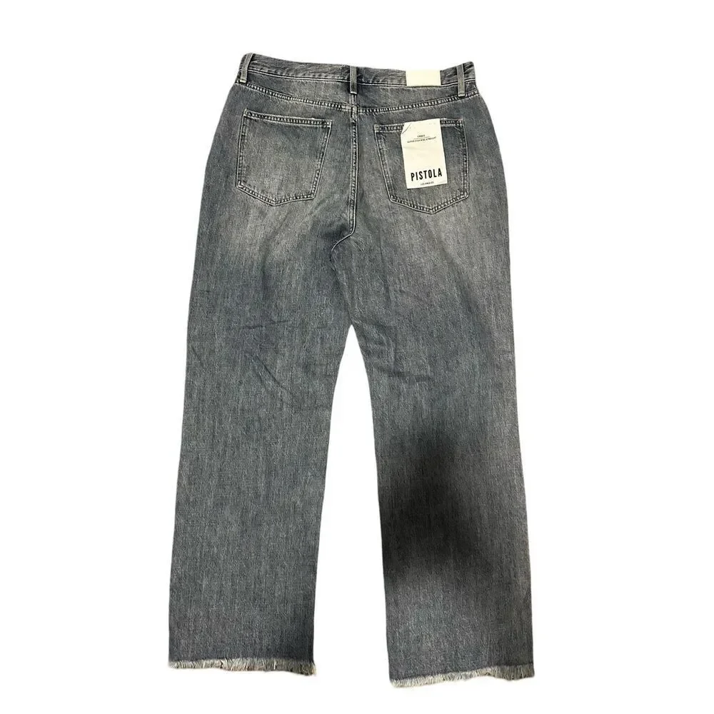 Pistola Cassie Super High Rise Straight Distressed Jeans in Bayview Size 32